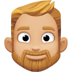 person: medium-light skin tone, beard สำหรับแพลตฟอร์ม Facebook