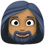 woman: medium-dark skin tone, beard for Facebook-plattformen