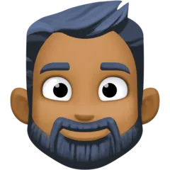 person: medium-dark skin tone, beard per la piattaforma Facebook