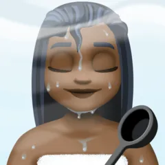 woman in steamy room: dark skin tone pentru platforma Facebook