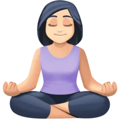 woman in lotus position: light skin tone for Facebook platform