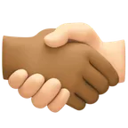 handshake: medium-dark skin tone, light skin tone for Facebook platform