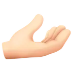 palm up hand: light skin tone untuk platform Facebook