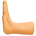 leftwards pushing hand: medium skin tone per la piattaforma Facebook