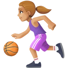 woman bouncing ball: medium-light skin tone لمنصة Facebook