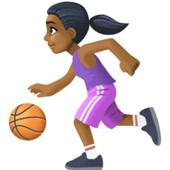 woman bouncing ball: medium-dark skin tone لمنصة Facebook