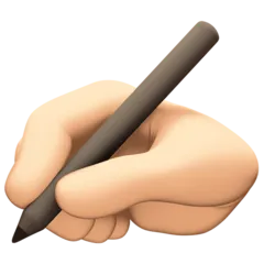 writing hand: light skin tone untuk platform Facebook