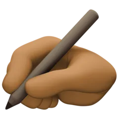 Facebook 플랫폼을 위한 writing hand: medium-dark skin tone