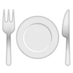 Google 平台中的 fork and knife with plate