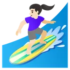 woman surfing: light skin tone untuk platform Google