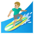 Google dla platformy man surfing: medium-light skin tone