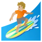 person surfing: medium-light skin tone untuk platform Google