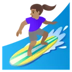 woman surfing: medium skin tone สำหรับแพลตฟอร์ม Google