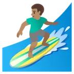 man surfing: medium skin tone untuk platform Google