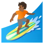 person surfing: medium-dark skin tone untuk platform Google