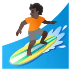 person surfing: dark skin tone สำหรับแพลตฟอร์ม Google