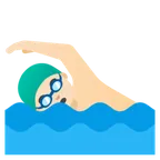 man swimming: light skin tone til Google platform