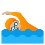 person swimming: medium-light skin tone untuk platform Google