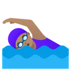 woman swimming: medium skin tone สำหรับแพลตฟอร์ม Google