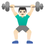 man lifting weights: light skin tone til Google platform