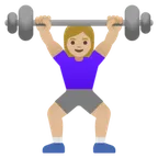 Google platformu için woman lifting weights: medium-light skin tone