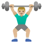 man lifting weights: medium-light skin tone لمنصة Google