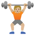person lifting weights: medium-light skin tone สำหรับแพลตฟอร์ม Google