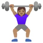 woman lifting weights: medium skin tone untuk platform Google