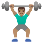 man lifting weights: medium skin tone für Google Plattform