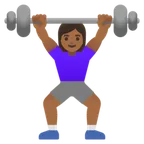 Google dla platformy woman lifting weights: medium-dark skin tone