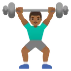 man lifting weights: medium-dark skin tone untuk platform Google