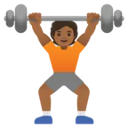 person lifting weights: medium-dark skin tone สำหรับแพลตฟอร์ม Google