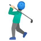 man golfing: light skin tone for Google platform