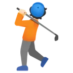 person golfing: light skin tone untuk platform Google