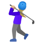 Google platformu için woman golfing: medium-light skin tone