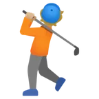 person golfing: medium-light skin tone สำหรับแพลตฟอร์ม Google