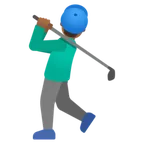man golfing: medium-dark skin tone для платформы Google