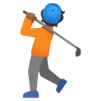 person golfing: medium-dark skin tone untuk platform Google