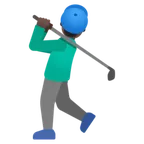 man golfing: dark skin tone untuk platform Google