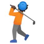 Google dla platformy person golfing: dark skin tone