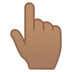 Googleプラットフォームのbackhand index pointing up: medium skin tone