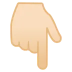 backhand index pointing down: light skin tone per la piattaforma Google