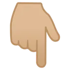 backhand index pointing down: medium-light skin tone per la piattaforma Google