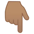 Googleプラットフォームのbackhand index pointing down: medium skin tone
