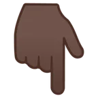 backhand index pointing down: dark skin tone สำหรับแพลตฟอร์ม Google