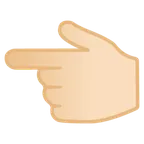 backhand index pointing left: light skin tone สำหรับแพลตฟอร์ม Google