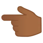Google dla platformy backhand index pointing left: medium-dark skin tone