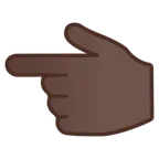 backhand index pointing left: dark skin tone pentru platforma Google