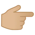 Google 플랫폼을 위한 backhand index pointing right: medium-light skin tone