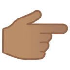 Google 플랫폼을 위한 backhand index pointing right: medium skin tone